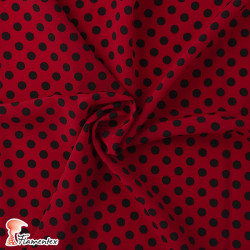 NATASHA TOPO MD. Crespón con mucha caída, perfecta para trajes de flamenca. Estampado de lunares de 0,80 cm.