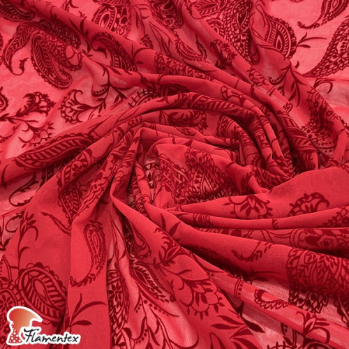 DRAVA FLOCADO. Thin chiffon flocked fabric.