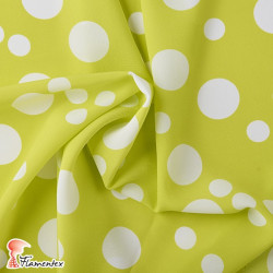 NATASHA TOPO IRREGULAR GR. Drape crêpe fabric. Normally used for flamenco dresses. Irregular polka dot.