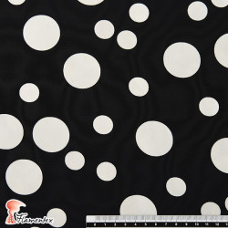 NATASHA TOPO IRREGULAR GR. Drape crêpe fabric. Normally used for flamenco dresses. Irregular polka dot.